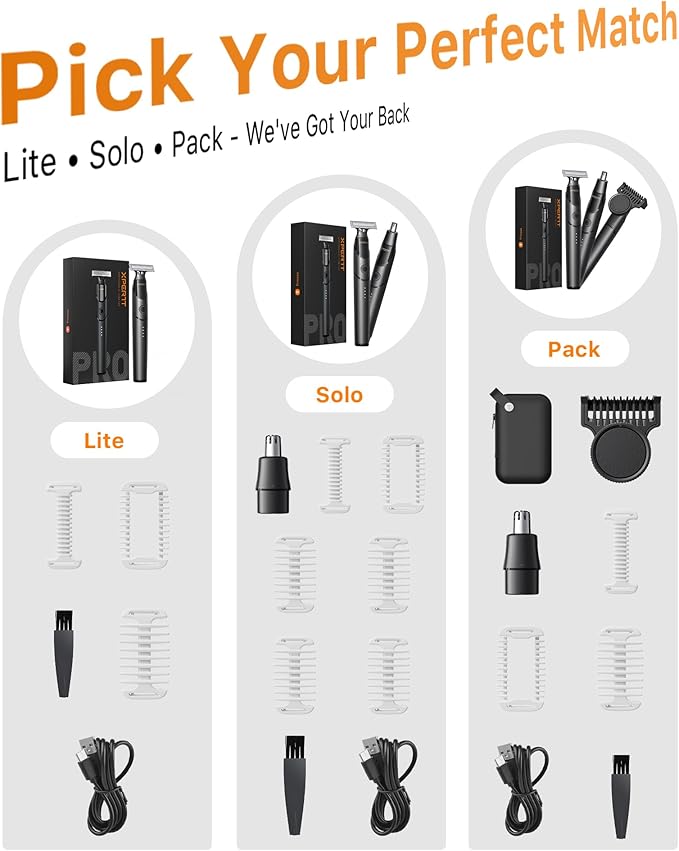 [2026 Upgraded] Body & Nose Hair Trimmer Kit, [All-in-One] Travel Beard Electric Shaver for Men, USB-C Fast Charging, Rechargeable Painless Razor Cordless Waterproof Wet/Dry, Black(Solo)