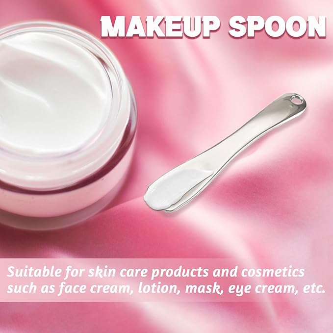 LUTQ Metal Makeup Spatula Tool - Spatula for Skincare, Cosmetic Scoop for Creams, Lotions, Masks - Mini Scoop in Rose Gold, Silver and Gold Colors