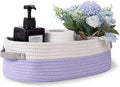 Oradrem Cotton Rope Woven Basket Toilet Paper Baskets for Organizing Decorative Basket for Boho Decor Small Storage Basket Gift Baskets 13"x5.9"x4" Purple