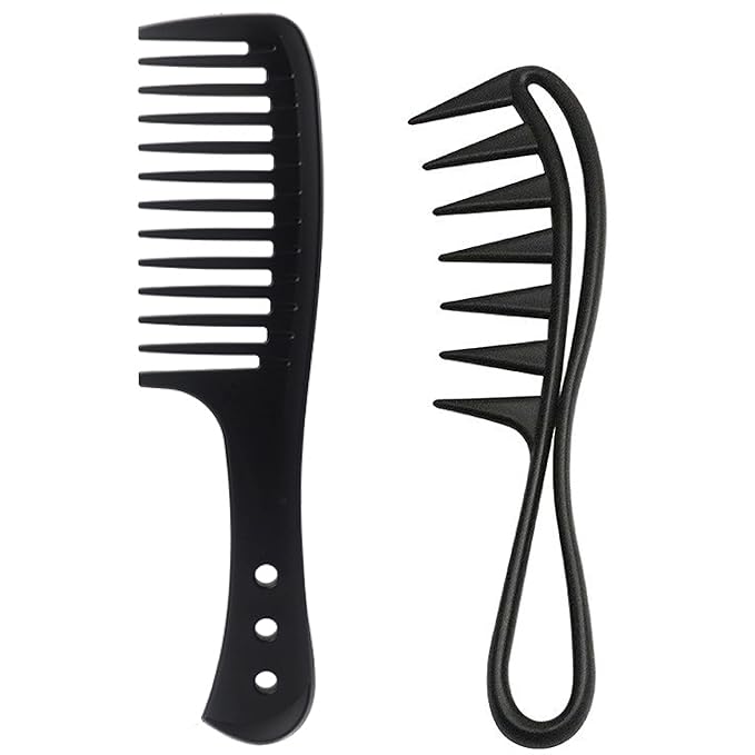 joaoxoko 2 Pcs Wide Tooth Comb, Large Tooth Curl Comb Shark Teeth Hair Hairstyle Tool for Curly Wet Wavy Thick Hair Wigs Barber Salon, Women Men