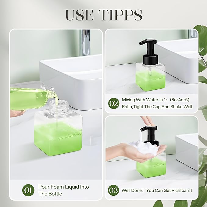 30 PCS 8.5 oz Foaming Soap Dispenser Plastic Foaming Pump Bottle, Refillable Dispenser with Plastic Pump, Empty Hand Bottles for Liquid Soap, Shampoo, Bathroom,Hotel,Restaurant (30, Brown)