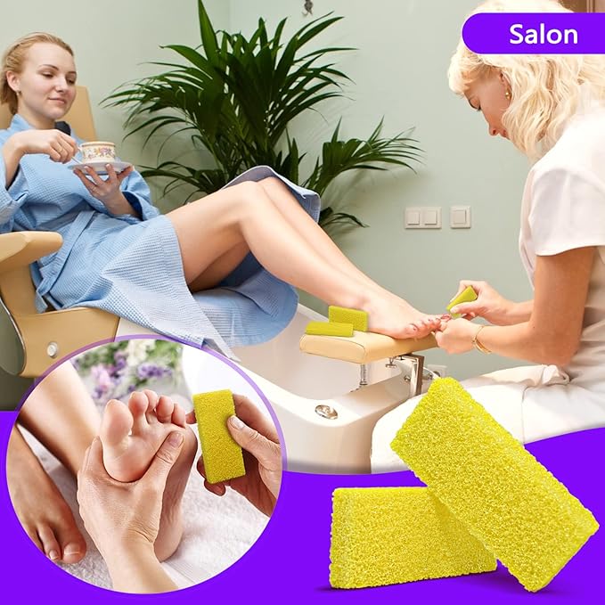 Disposable Foot Scrubber Sponge Pads Pedicure Pumice Stone for Feet Callus Remover Medium Coarse Yellow 40Pcs