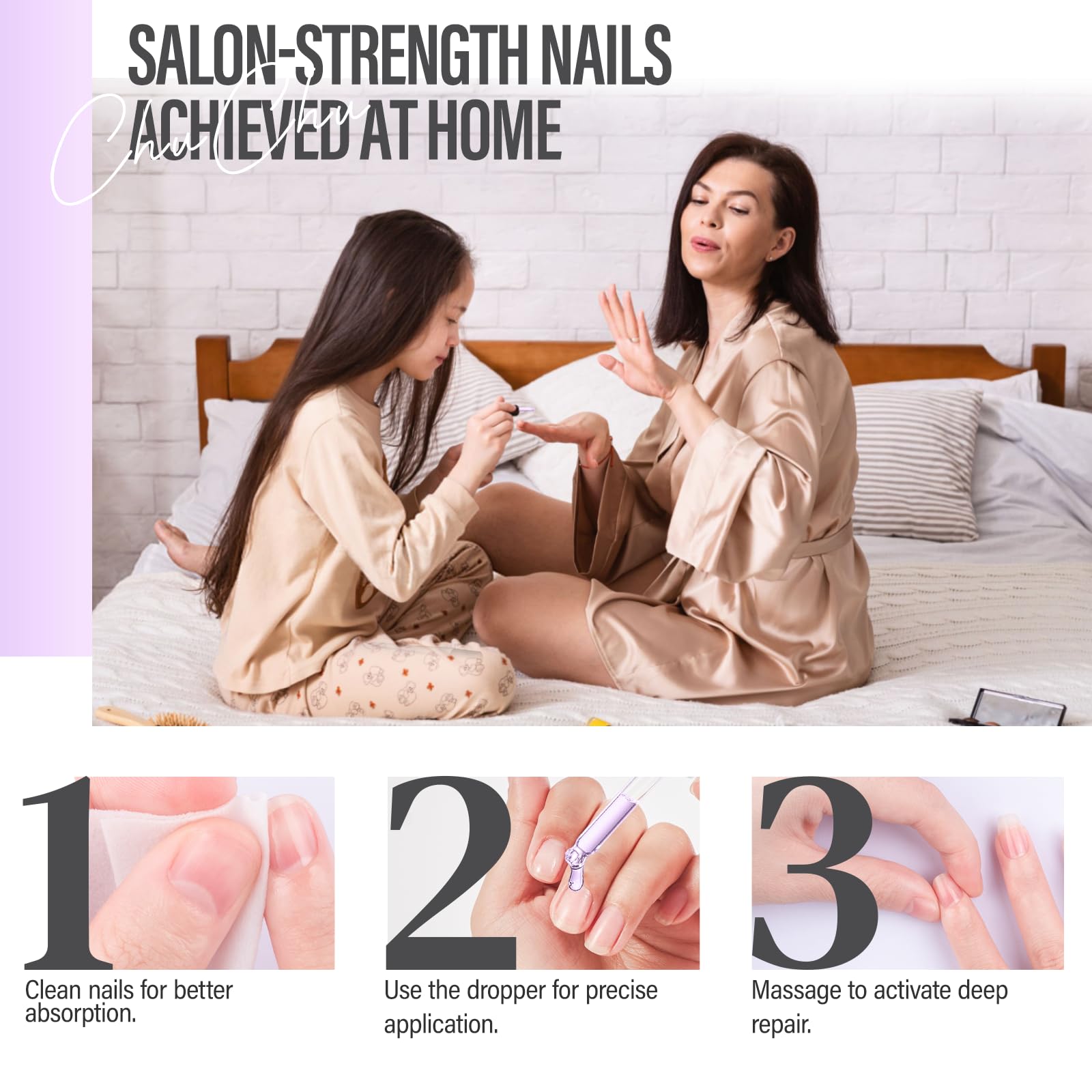 CHUCHU Nail Growth and Strengthener Oil for Cuticle - Repair Moisturizing Treatment - Natural Jojoba Vitamin B & E Nail Oil for Dry Cracked Nails (Lavender 01)