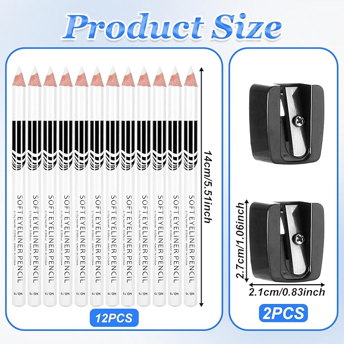 BOHUIZ 12Pcs White Barber Pencil with 2 Sharpener, Magic Hairline Pencils for Lineup Beard Shaping Beard Guide Pen Barber Chalk for Beards Hair Makeup Design for Men
