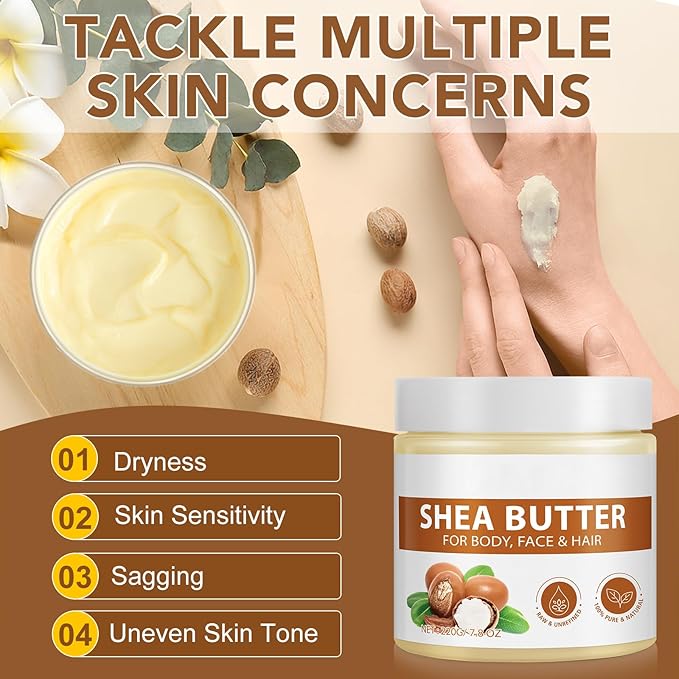 IRSRDOQU Shea Butter Raw, 2 Pack Shea Butter for Face & Body with Vitamin A,and F, Hand Cream, Long-Lasting Hydration & Deeply Moisturizing for Dry & Cracked Skin, SkinCare, Keeps Skin Healthy