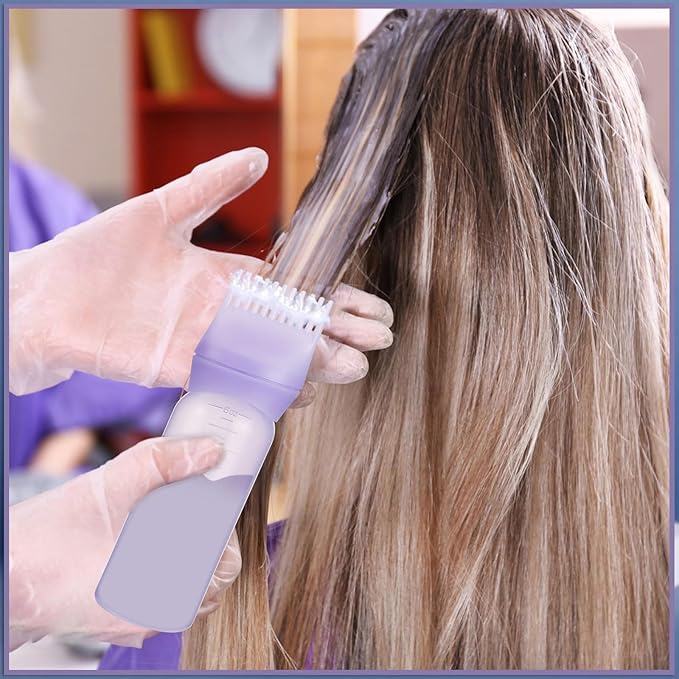 Pimoys 6Oz Root Comb Hair Dye Oil Applicator Bottles for Scalp, Purple