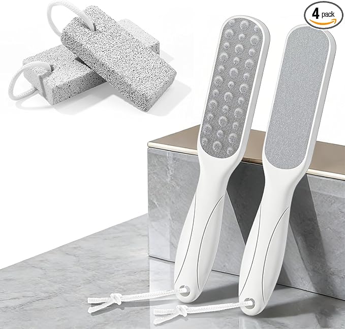 Foot Callus Remover for Feet: 4pcs Set Foot Scrubber for Women, Pedicure Tool for Smooth Cracked Heels & Dead Skin Care, Foot Grooming at Home