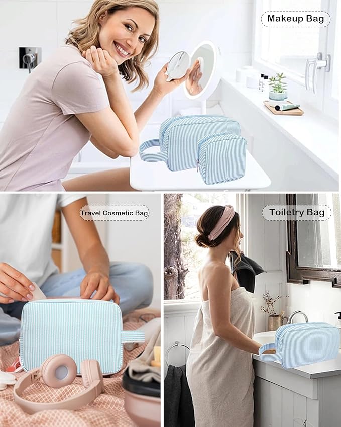 2Pcs Mini Makeup Bag, Small Makeup Pouches for Purse Cute Cosmetics Bag Pouch with Slip-in Pockets Small Travel Toiletry Bag Zipper Makeup Aesthetic Accessories Storage Bag
