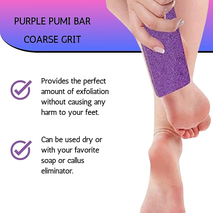 Mr. Pumice Purple PUMI Bar - Extra-Coarse Pumice Stone for Feet Callus Remover Pedicure Tools for Feet Foot Scrubber Skin Exfoliator Block, 4 Pack