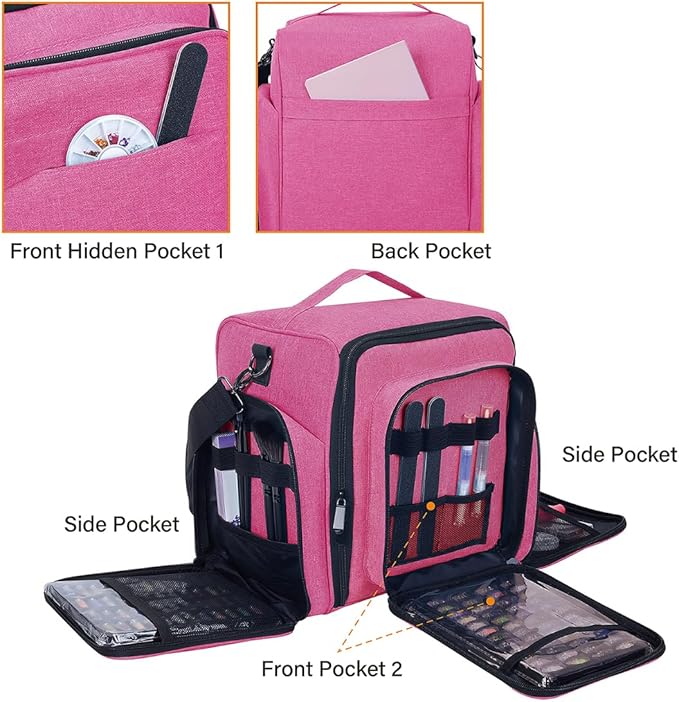 UOZL Nail Polish Organizer Case Hold 60 Bottles with 2 Detachable Bag,Red