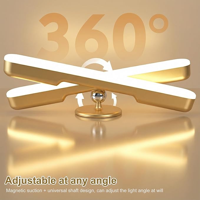 Benreom Wireless Vanity Light for Mirror, Rechargeable LED Bar, Gold