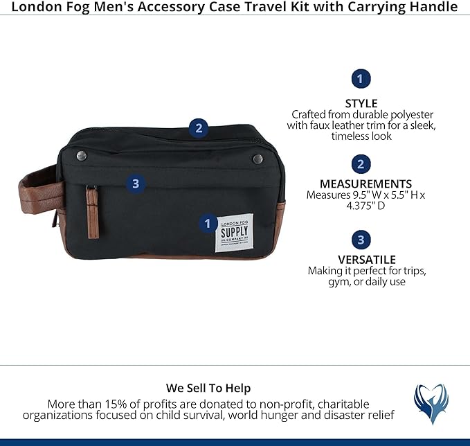 London Fog Men's Travel Accessory Case with Handle