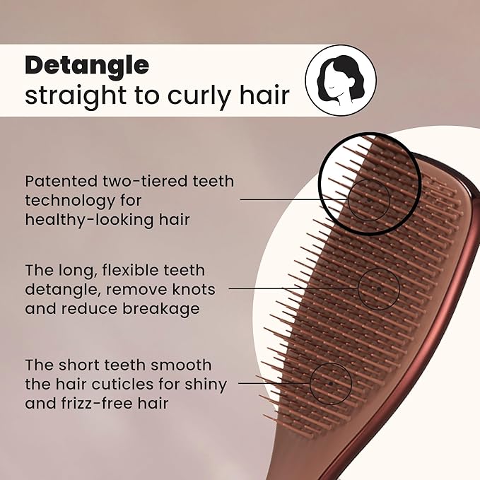 Tangle Teezer Chrome Ultimate Detangler Brush, Straight to Curly, Bronze