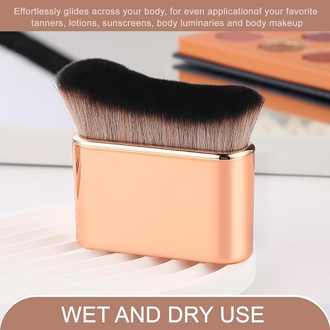KINGMAS Self Tanner Brush - Kabuki Body Makeup Brush, Soft Vegan Tanning Brush for Foundation, Bronzer, Self Tan Back Applicator Body Face Blending Brush