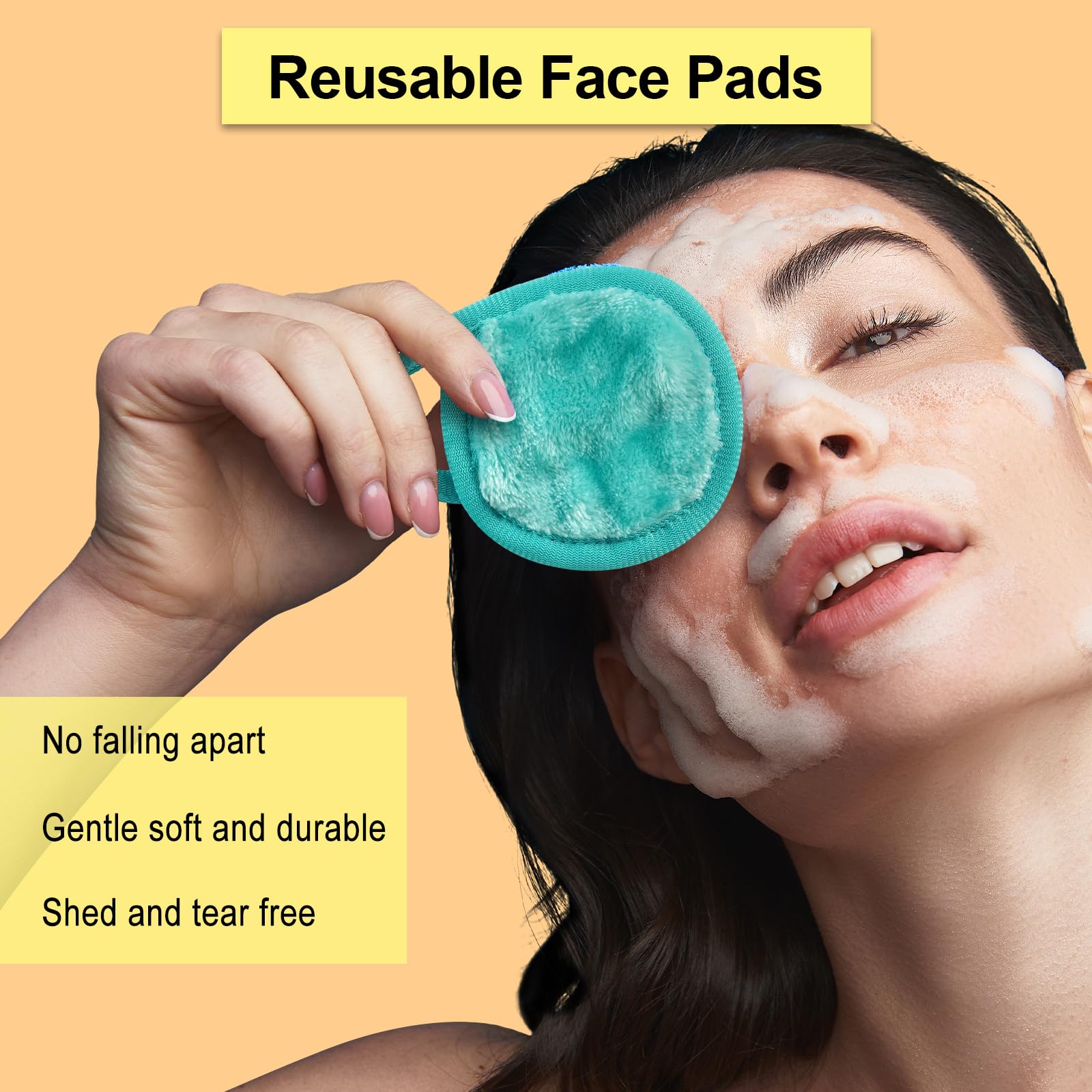 Nugilla 18 Packs Reusable Makeup Remover Pads with a Washable Laundry Bag, Resuable Microfiber Round Towel Skin Face Towels, Soft Makeup Remover Cloth, Fast Drying Washcloth (Grey/Green/White)