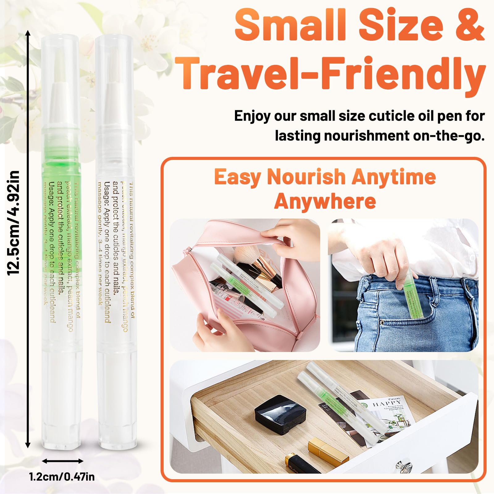 Meschett 2PCS Cuticle Oil Pens for Nail Care, Moisturizing Nail Oil Pen with Soft Brush, Hydrating Cuticle Oil for Dry Nails & Cuticles (Lily & Apple Flavor)