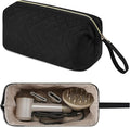 Quilted Hair Tools Travel Bag Organizer,Portable Large Hair Styling Accessories Storage Case for Flat Irons,Straightener,Curling Iron,Hair Dryer (Black)