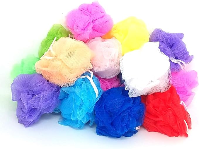 Loofah Lord 20 Small Full Bodied Quality Bath or Shower Sponge Loofahs Pouf Mesh Assorted Colors Wholesale Bulk Lot