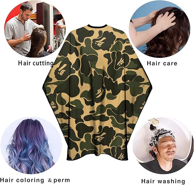 Barbohoo Barber Cape for Men Professional Hair Cutting Salon Cape with Snap Closures Waterproof Large Hairdressing Styling Cape Gown for Barber- 63”× 56” (New Camouflage A)