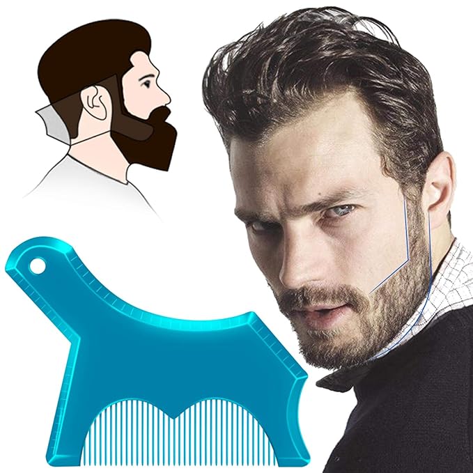 Beard Shaping Tool Trimmers for Men, Kucheed Beard Shaper with Inbuilt Comb Cool Care Black Transparent, Beard & Mustache Trimmers Cut Buddy Beard Lineup Tool Styling Template Comb barber Accessories