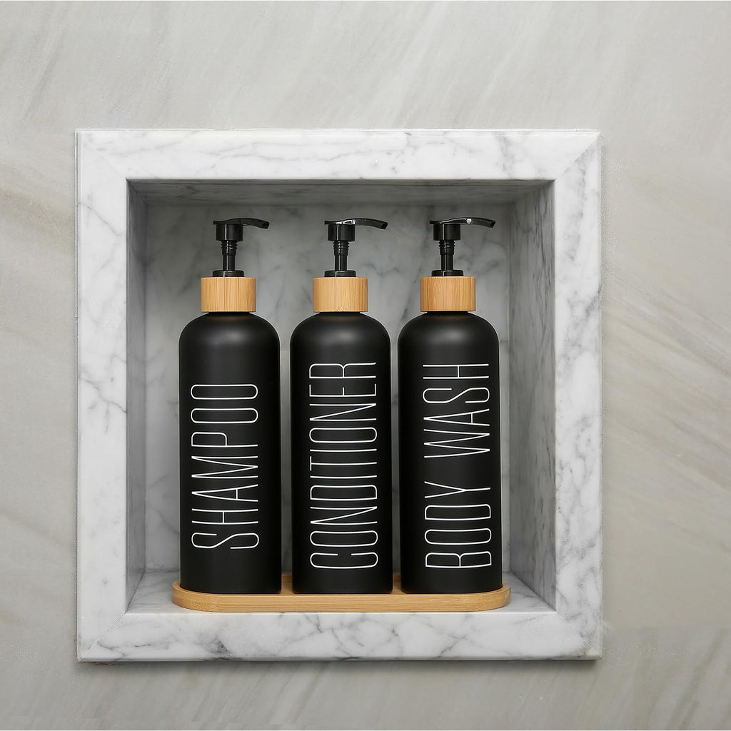 Prus Waso Shampoo and Conditioner Dispenser, Black