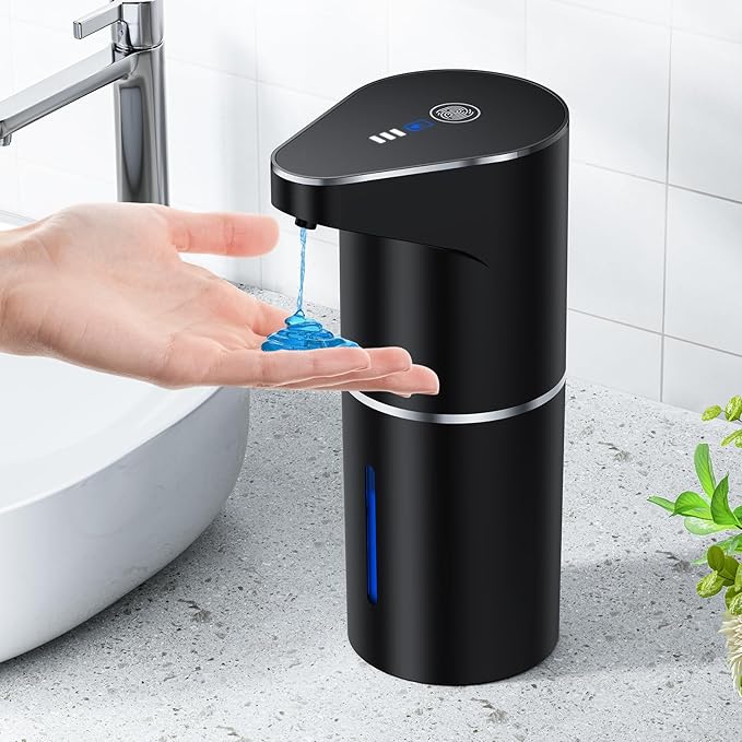 Automatic Soap Dispenser,Touchless Hand Wall Mount Rechargeable 3 Gear Adjustable Electric Soap Dispenser 350ml with Infrared Motion Sensor for Bathroom,Kitchen,Office, Black Gel