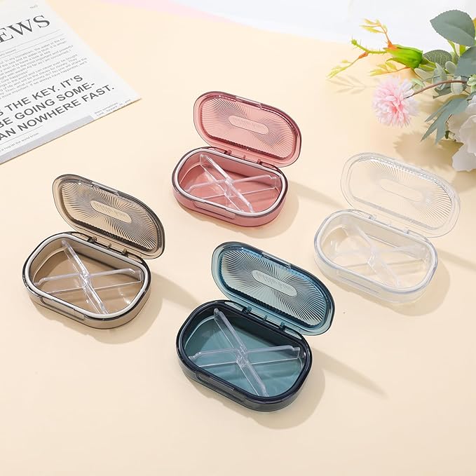 bomyarJr 4 Pcs Qtip Holder Hair Tie organizer Small Container Portable Travel Qtips Case Cotton Swab Holder Flosser Dispenser 4 Soft Colors 3.94 x 2.76 Inch