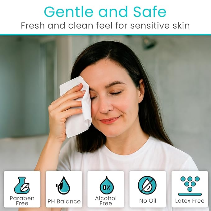 Vive Disposable Washcloths for Adults & Elderly (1 Pack - 50 Count - 8"x12") – Incontinence Wipes for Men & Women – Hypoallergenic No Rinse Adult Body Wipes for Sensitive Skin – Fresh Scent