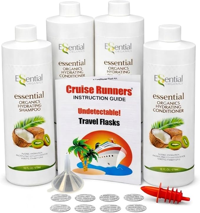 Fake Shampoo & Conditioner By CRUISE RUNNERS Hidden Liquor Alcohol Flasks For Booze Cruise Enjoy Rum Runners 4 Bottles