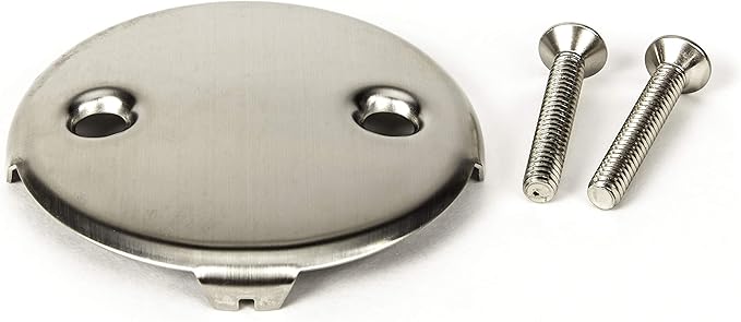 PF WaterWorks Universal Bathtub/Bath Tub Drain Single/One (1) Hole Overflow Face Plate - Matching Screw - Adapter for 2 Hole; Chrome; PF0930-CH