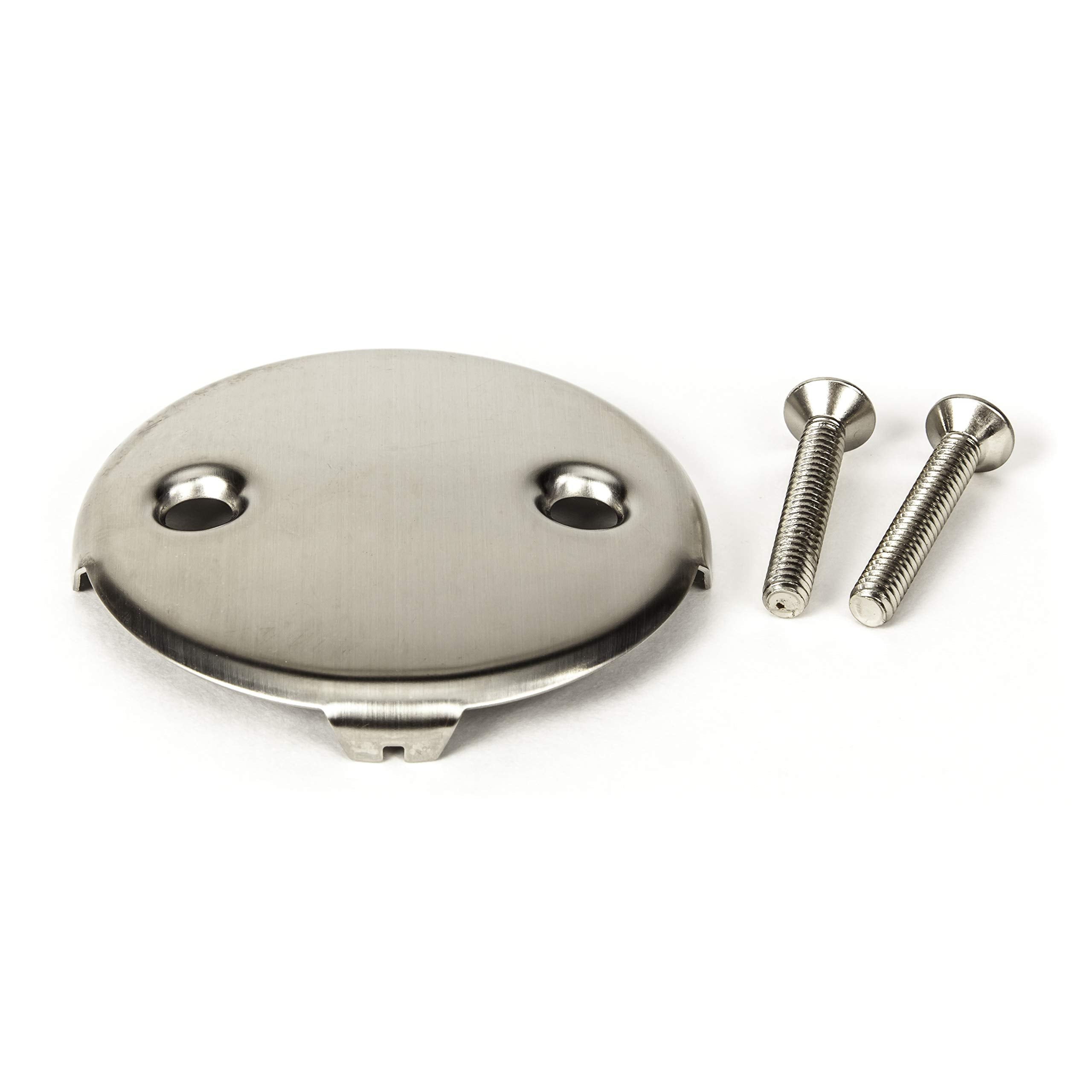 PF WaterWorks PF0965-BNUniversal Bath Tub/Bathtub Drain Double/Two (2) Hole Overflow Face Plate with Matching ScrewBrushed Nickel