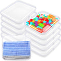 Sanwuta 10 Pcs Hard Zipper Case Clear Hard Pouches Plastic Zipper Pencil Portable Box Toy Storage Bins Plastic Container for Travel Toiletry Office Cosmetic Block Puzzle Organizer (L,Clear)
