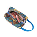 BOCGRPU Rectangular Makeup Bag Small Cute Cosmetic Bags for Women，Floral Travel Toiletry Bag for Purse, Canvas Cosmetic Pouch Makeup Organizer Tool Pouch with Zipper（Garden Blue）