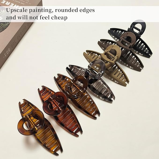 Nalodu 5 Inch Extra Large Hair Claw Clips, 13 cm No Slip XL Hair Clips for Thick Long Curly Hair, Big Claw Clips, 7 Pack