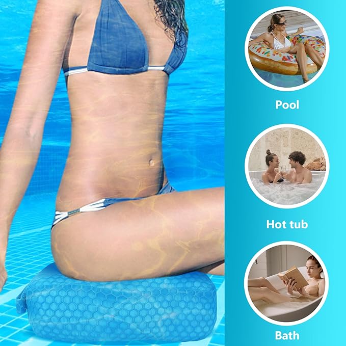 Hot Tub Booster Seat, Weighted SPA Booster Seat Cushion for Adults, 3D Air Mesh Inflatable Hot Tub Seat Accssories with Non-Slip Micro Dot Bottom,Indoor or Outdoor Hot Tub Pillow