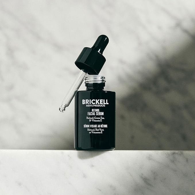 Brickell Men's Retinol Skin Care Serum Treatment For Firming Face Lines & Eye Wrinkles, Deep Hydrating Facial Serum For Anti-Aging, With Retinol, Aloe, and Vitamin E, Fragrance Free, 1 Ounce