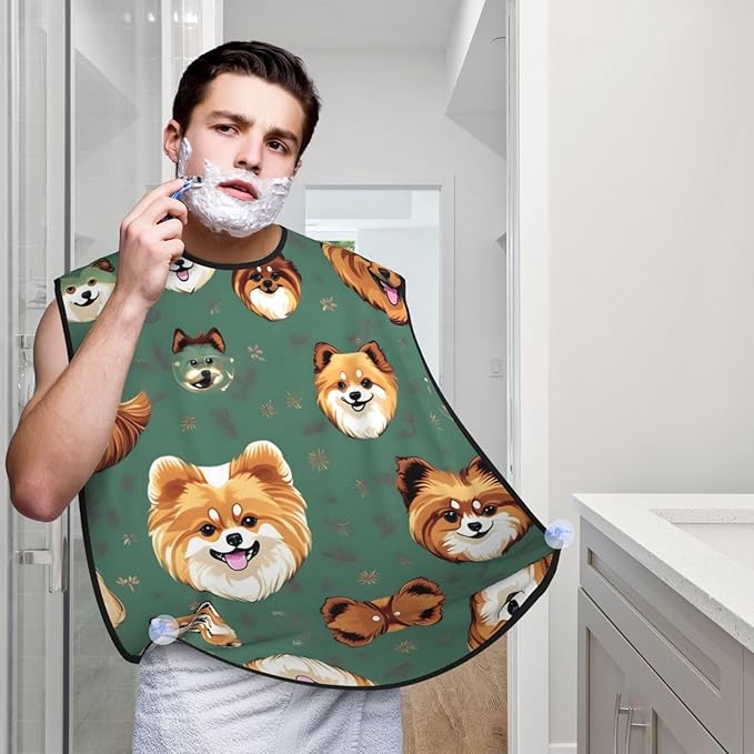Purple And Teal Flowers Print Beard Bib Shaving Apron, Beard Hair Trimming Cape Gift For Dad