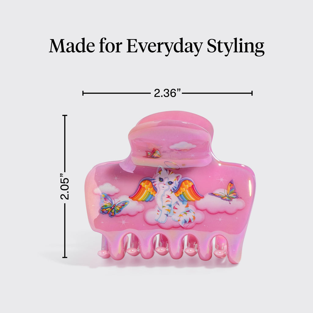 Lisa Frank x Kitsch Medium Cloud Hair Clip for Women - Lightweight & Sturdy Claw Clip with Rounded Edges for Comfortable Hold, Ideal for Half-Up Hairstyles & Low Buns - Angel Kitty