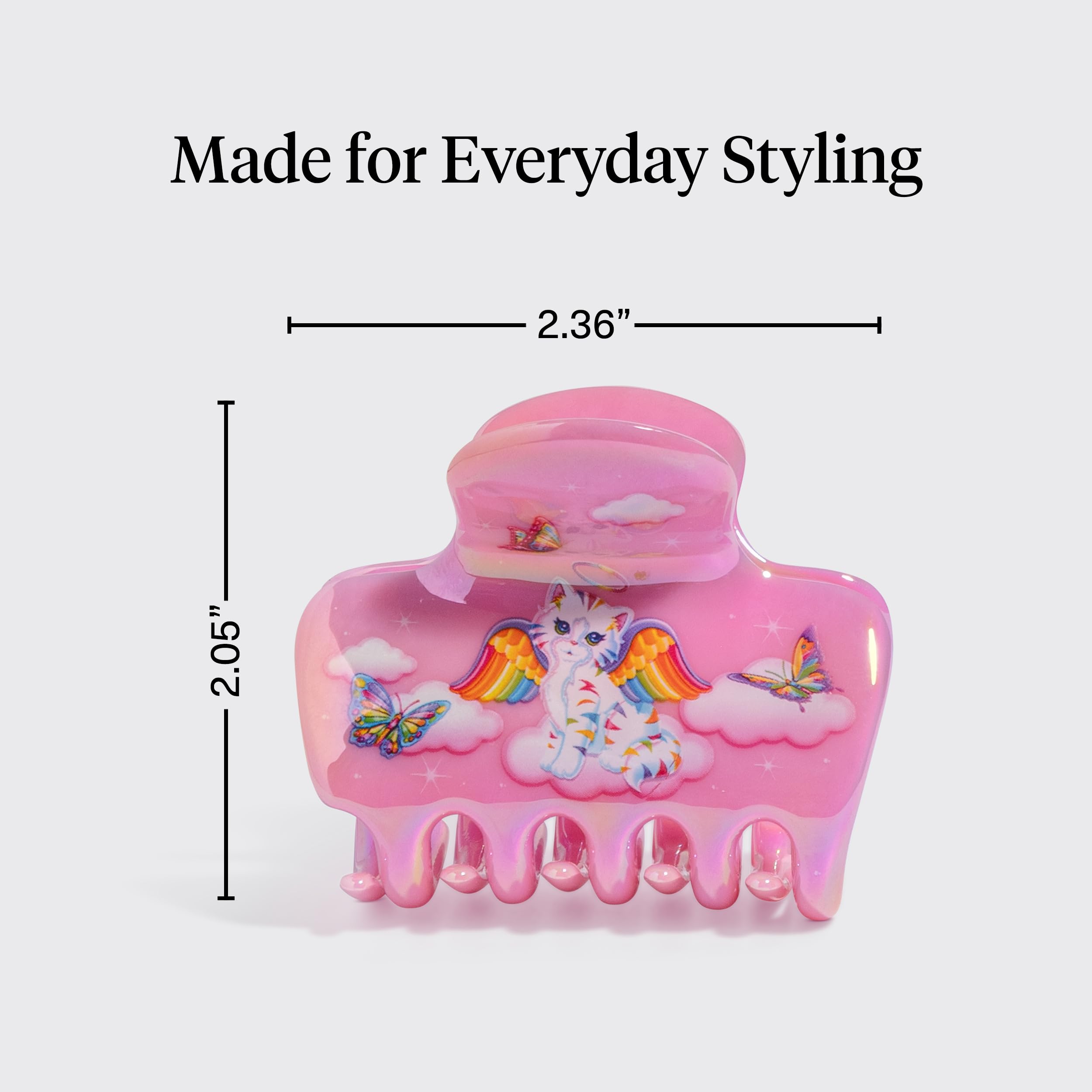 Lisa Frank x Kitsch Medium Cloud Hair Clip for Women - Lightweight & Sturdy Claw Clip with Rounded Edges for Comfortable Hold, Ideal for Half-Up Hairstyles & Low Buns - Angel Kitty