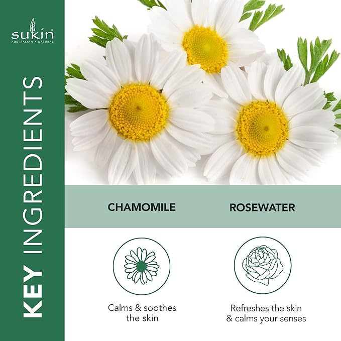 Sukin Original Hydrating Toner, Face Mist – Refreshing Chamomile & Rose Water Spray for Face, Beauty & Personal Care Essentials, 4.23 Oz