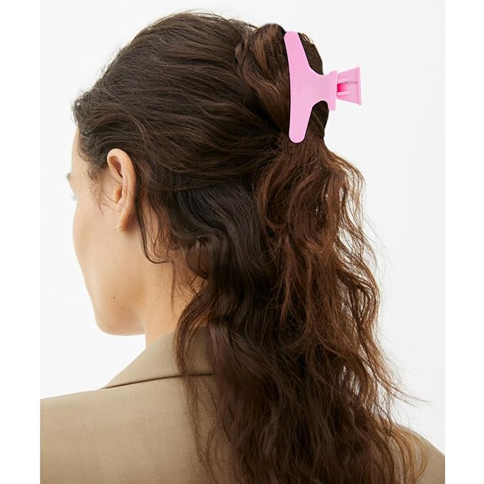 BAHABY Hair Clips for Styling Sectioning 12 Pack Pink Hot Pink Butterfly Clamps Hair Claw Clips Pro Salon Hair Clips for Styling, Sectioning, Cutting and Coloring