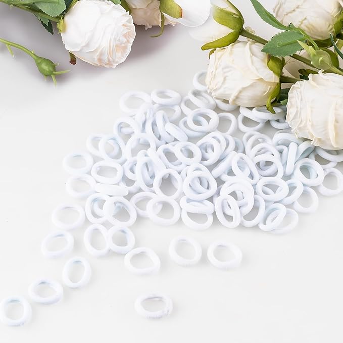 400 PCS Baby Hair Ties – No Damage Elastic Ponytail Holders, Soft Seamless Multicolor Hair Bands for Toddlers and Girls, Baby Hair Accessories (White)