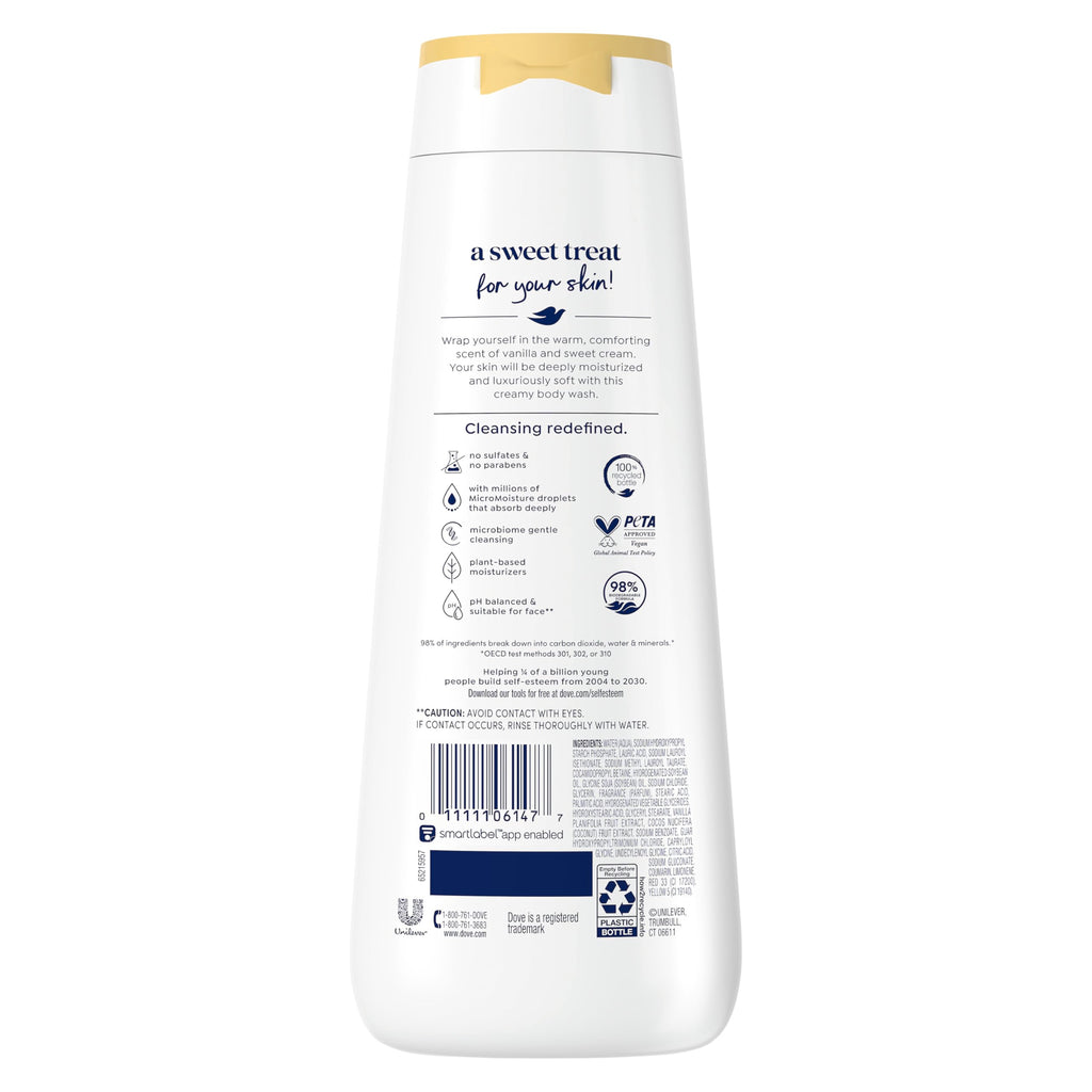 Dove Vanilla Body Wash for Hydrated & Soft Skin, 20 oz