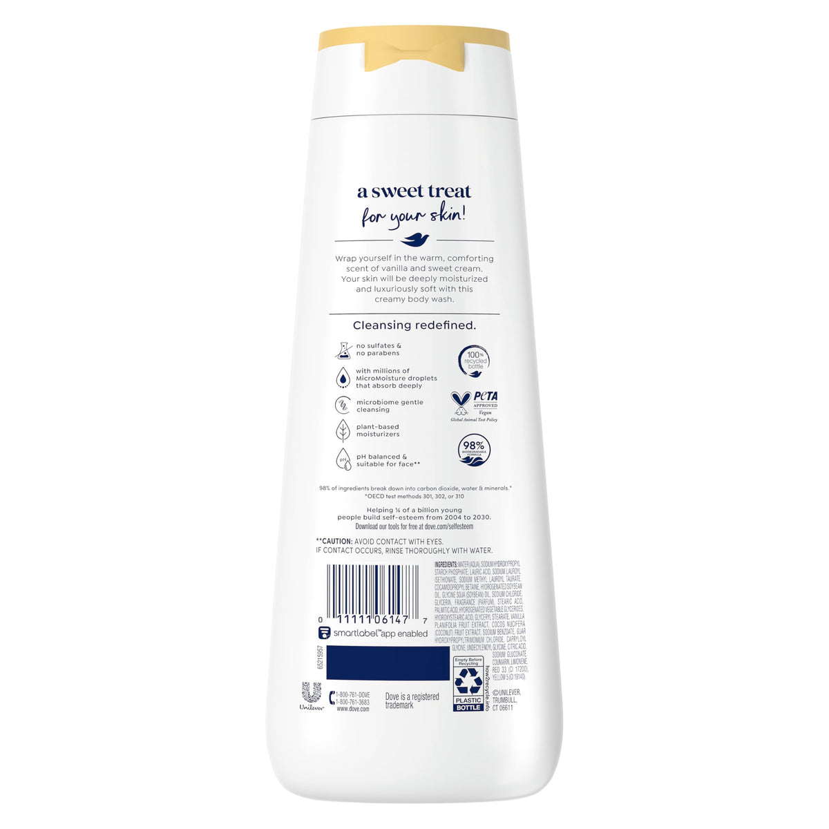 Dove Vanilla Body Wash for Hydrated & Soft Skin, 20 oz