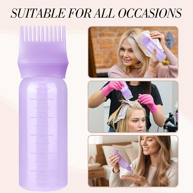 Pimoys Root Comb Hair Dye Oil Applicator Bottles For Scalp Brush, Purple
