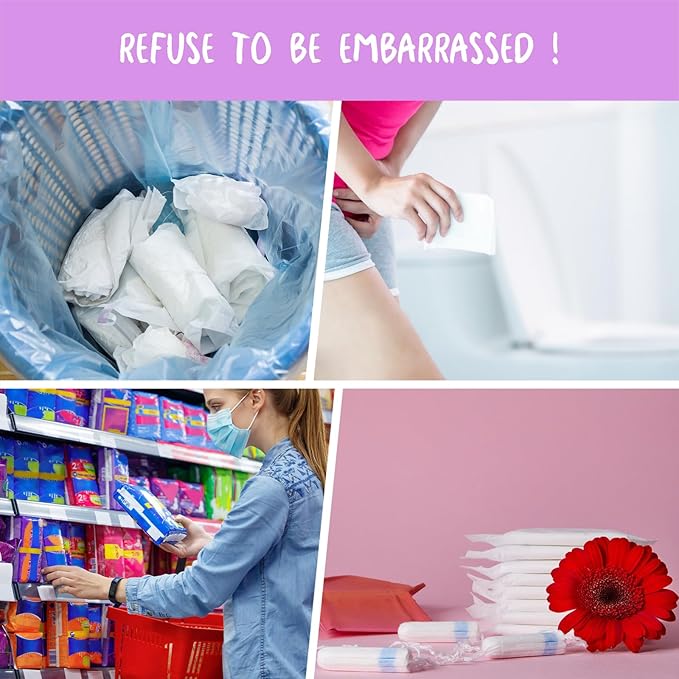 Sanitary Napkin Disposal Bags, Individually Wrapped, 100 Pack Feminine Hygiene Disposal Bags for Pads, Tampons, Privacy Protection, Pink