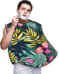 NOUZU Tropical Summer Hawaiian Flower Palm Leaves Print Beard Bib Apron For Men, Beard Hair Catcher For Men Shaving Trimming,Beard Cape Cloth