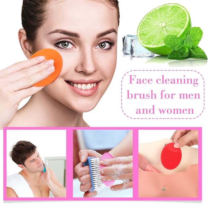 Nuogo 40 Pack Facial Cleansing Brush Face Scrubber Face Exfoliator Exfoliating Brush Soft Silicone Scrubber Handheld Wash Scrub Pad Tool for Deep Cleaning Pore Blackhead Delicate Dry Skin Care Women
