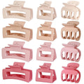 SMKSL 3 Styles Hair Clips for Women Small Medium Big Claw Clips for Thin Thick Hair 12 Pcs Hair Claw Clips Hair Clips Combination Hair Accessories for Women (Pink)