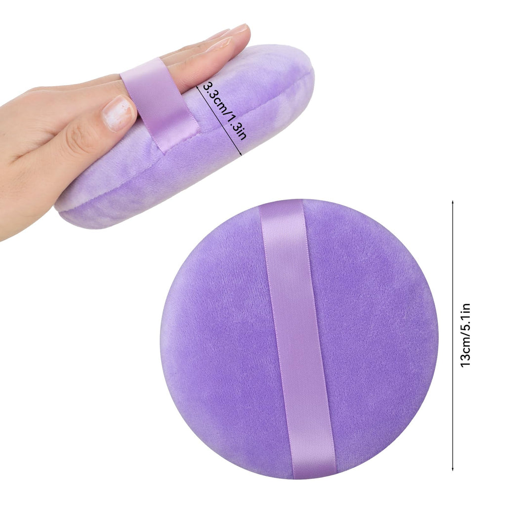 Large Size Body Puff, 5 Inches Ultra Soft Velour Puffs Washable Round Makeup Sponge Applicator for Face Cleaning, Makeup & Loose Bath Setting Body Powder, Foundation Blending